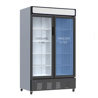 Охладитель комбинированное 470L замораживателя двери двойной температуры коммерчески стеклянный