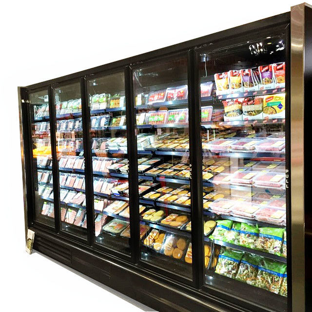 Merchandiser охладителя двери 5 дверей чистосердечный стеклянный сдержанный для плодов овоща молокозавода продукции мяса