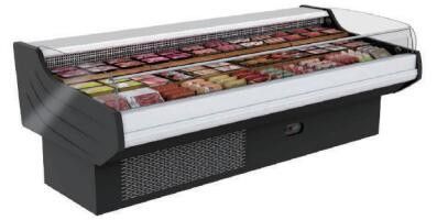 Гастроном мяса супермаркета MC1 показывает ночной магазин мясника холодильника